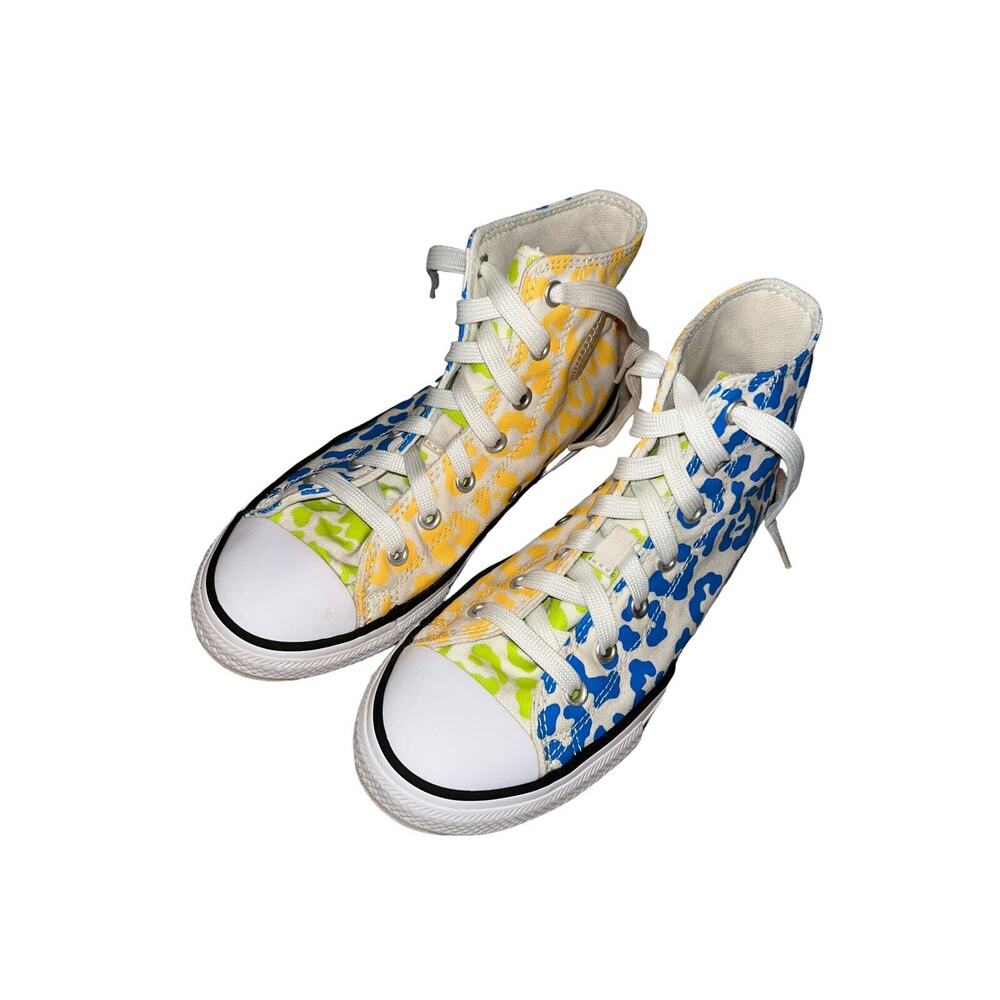Converse CTAS HI Marquis Mills Junior Sz‎ 3 Leopard Print Sneaker Shoe EUC